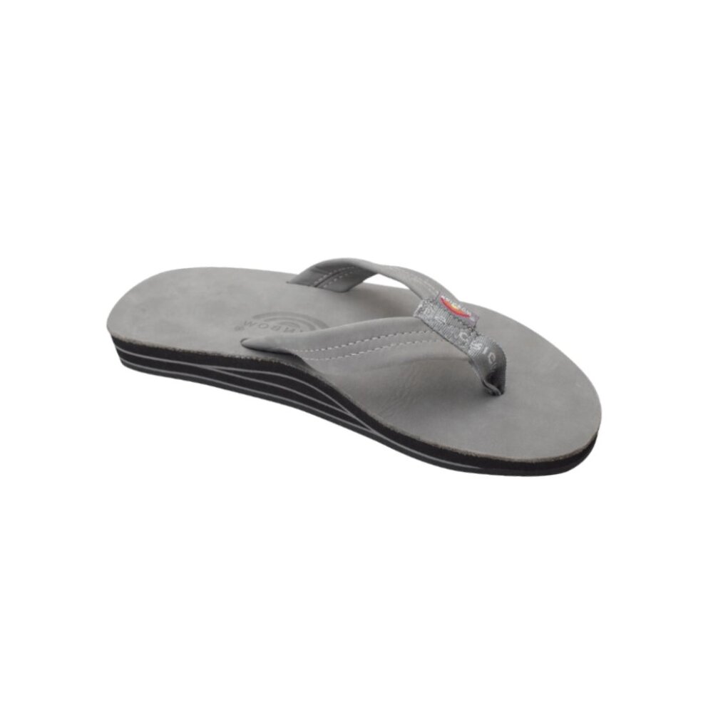 Rainbow Sandals Men's Premier Leather Double Layer Grey Wide Strap Sandal